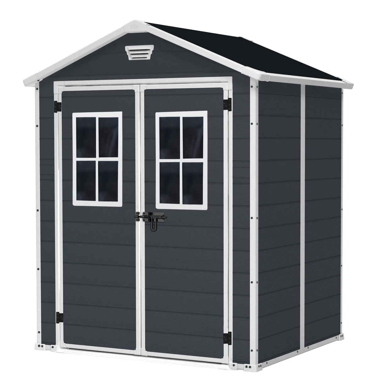 Manor Resin Outdoor Storage Shed with Fixed Window, Grey, 6-ft x 5-ft
