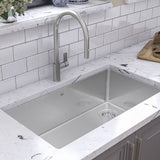 Brookmore Undermount Single Bowl Off Set Waste Kitchen Sink, 32.5-in x 18.1-in x 9-in, Stainless Steel