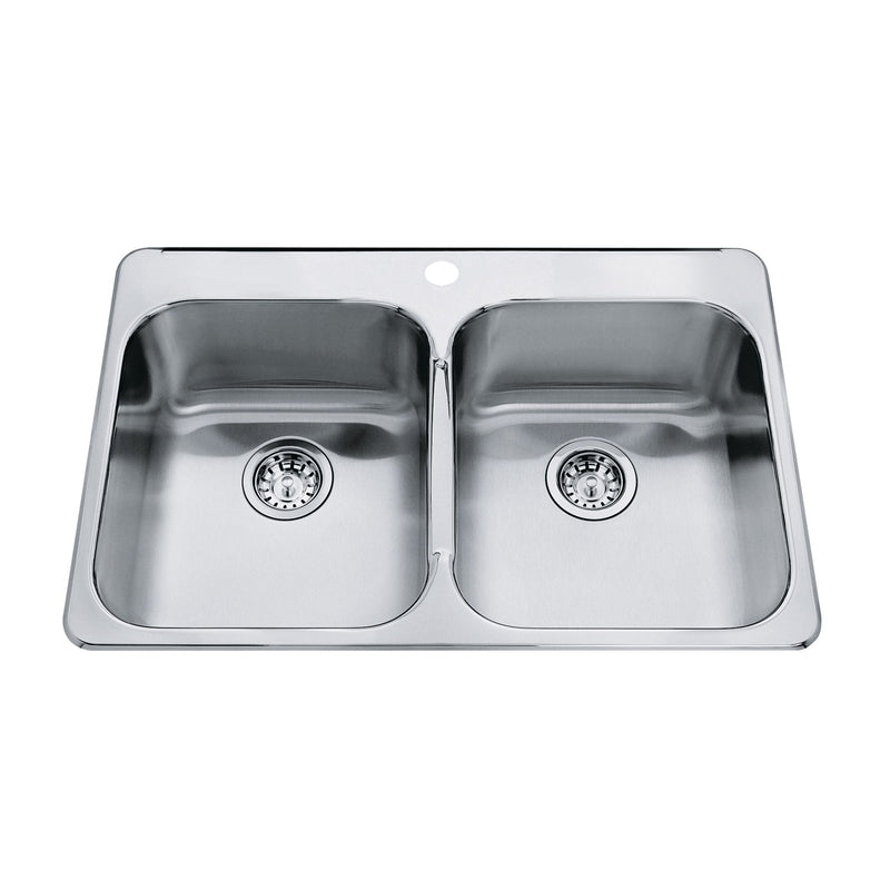 Top Mount Stainless Steel Double Bowl Kitchen Sink, 23x34x7-in U7085