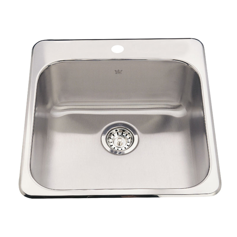 Top Mount Stainless Steel Single Bowl Kitchen Sink, 23x23x7-in T6170