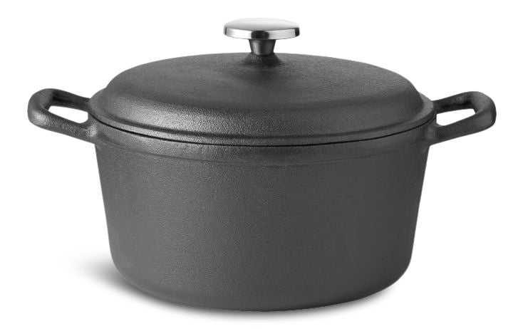 Pre-Seasoned Casserole Dish, Cast Iron, Black, 6-qt