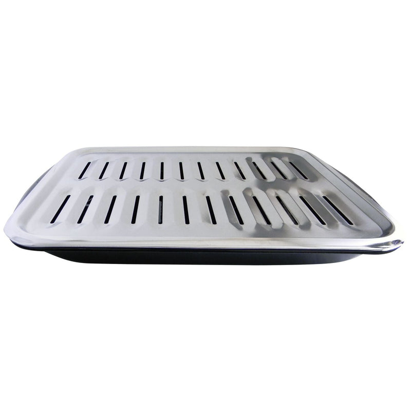 62250 2-in-1 Broiler Pan, Chrome/Porcelain, Dishwasher Safe, Black, 16 x 12.75 x 1.75-in G5902