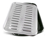 Laser 62250 2-in-1 Broiler Pan, Chrome/Porcelain, Dishwasher Safe, Black, 16 x 12.75 x 1.75-in