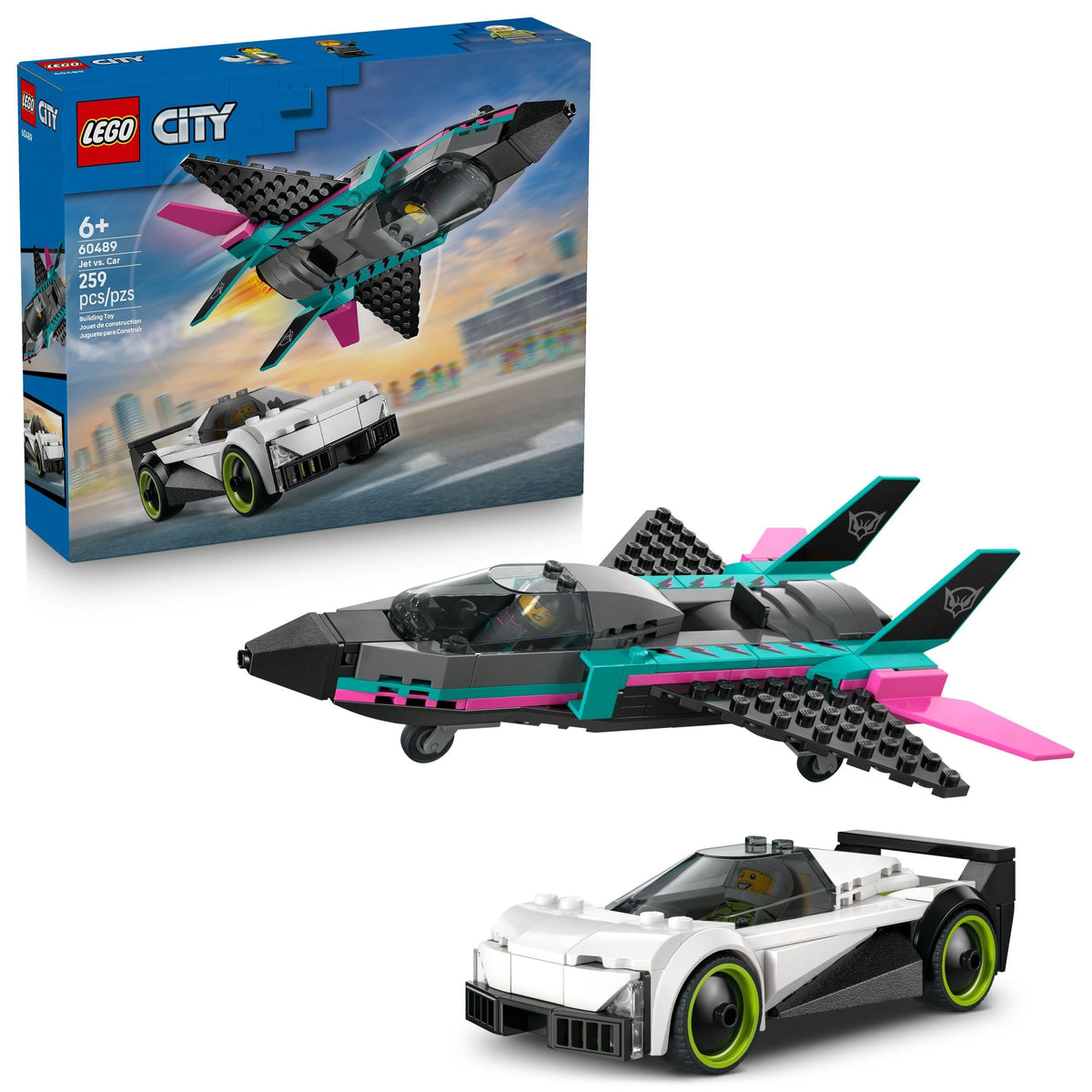 City Jet Vs. Car Building Set - 60480, 259-pcs, Ages 6+