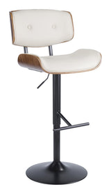 Lombardi PU Leather Swivel Counter/Bar Stool Adjustable Height, Walnut/Cream