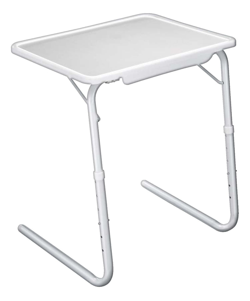 Tilt-a-Table Portable Height Adjustable TV Tray/Laptop Table, White Y2227