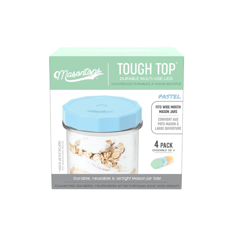 Tough Tops Durable Plastic Lids, Wide-Mouth, Assorted, 4-pk E8755