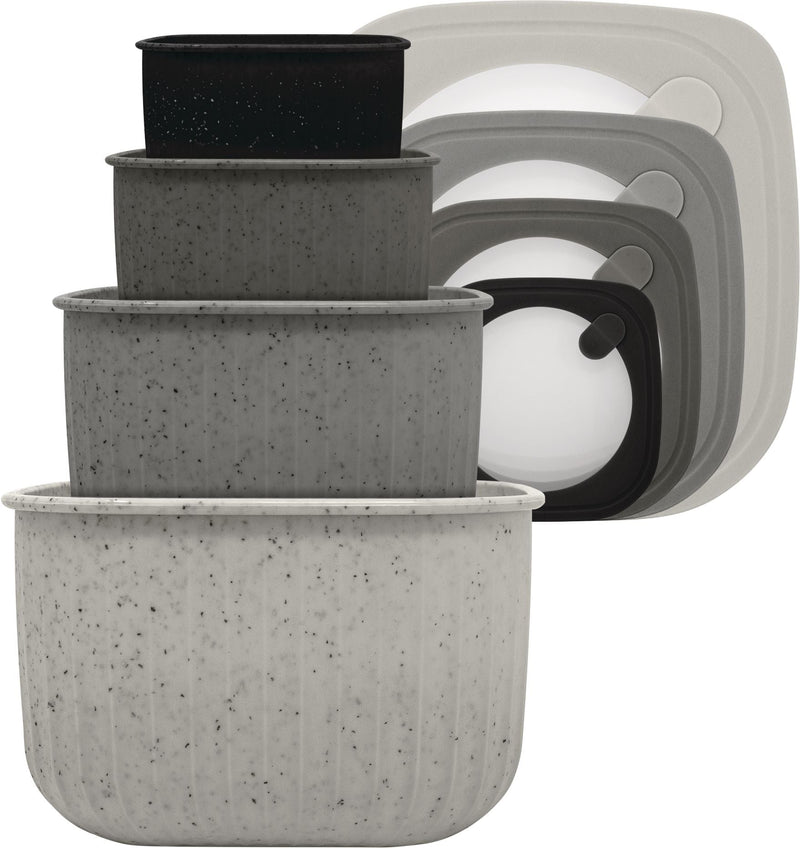 Square Bowl Food Storage Container Set with Lid, Grey, 4-pc P6900