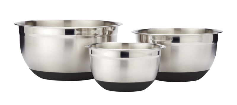 Stainless Steel Mixing Bowl Set with Non-Slip Bottom, Assorted Sizes, 3-pc B2421