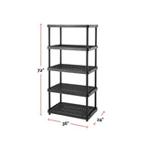 5-Shelf Resin/ Plastic Storage Rack/ Shelving Unit, 36 x 24 x 72-in