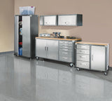 72" Diamond Series 2-Door, 6-Drawer Wooden Top Work Station with Wheels, 72 x 21-5/8 x 37-1/2-in