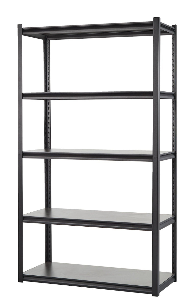 Adjustable 5-Shelf Steel Metal & Wood Storage Rack / Shelving Unit, 41 x 18 x 72-in M6044