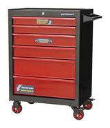 Rolling Tools Storage Cabinet with 6 Drawers, Black&Red, 26-in