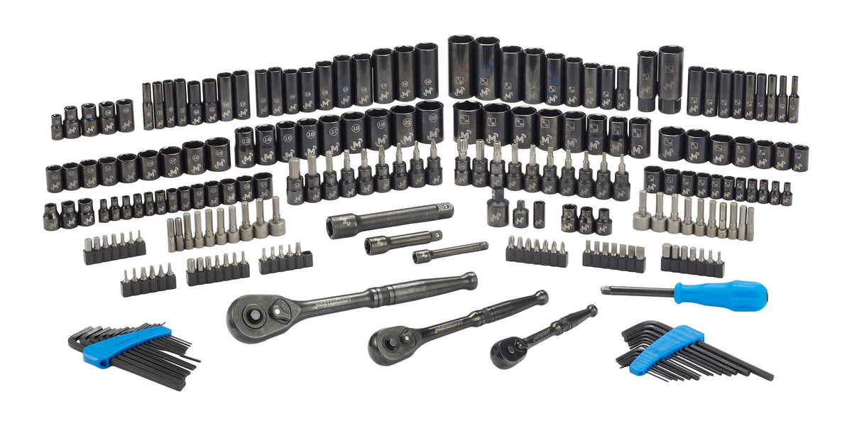 Socket Set, 229-pc, SAE / Metric, CRV, Black Steel Finish