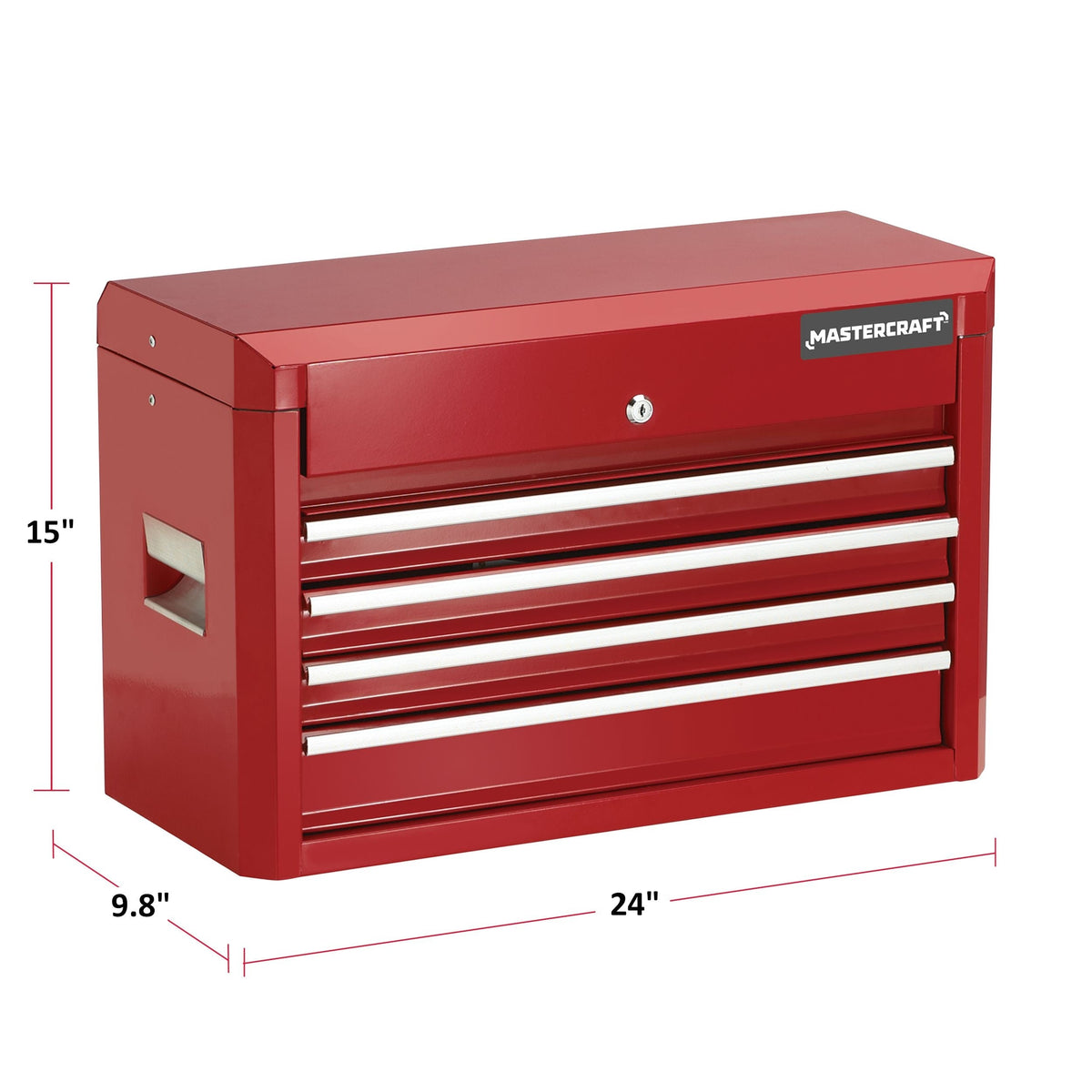 Tool Chest with 4 Drawers, Deep Red, 24-in