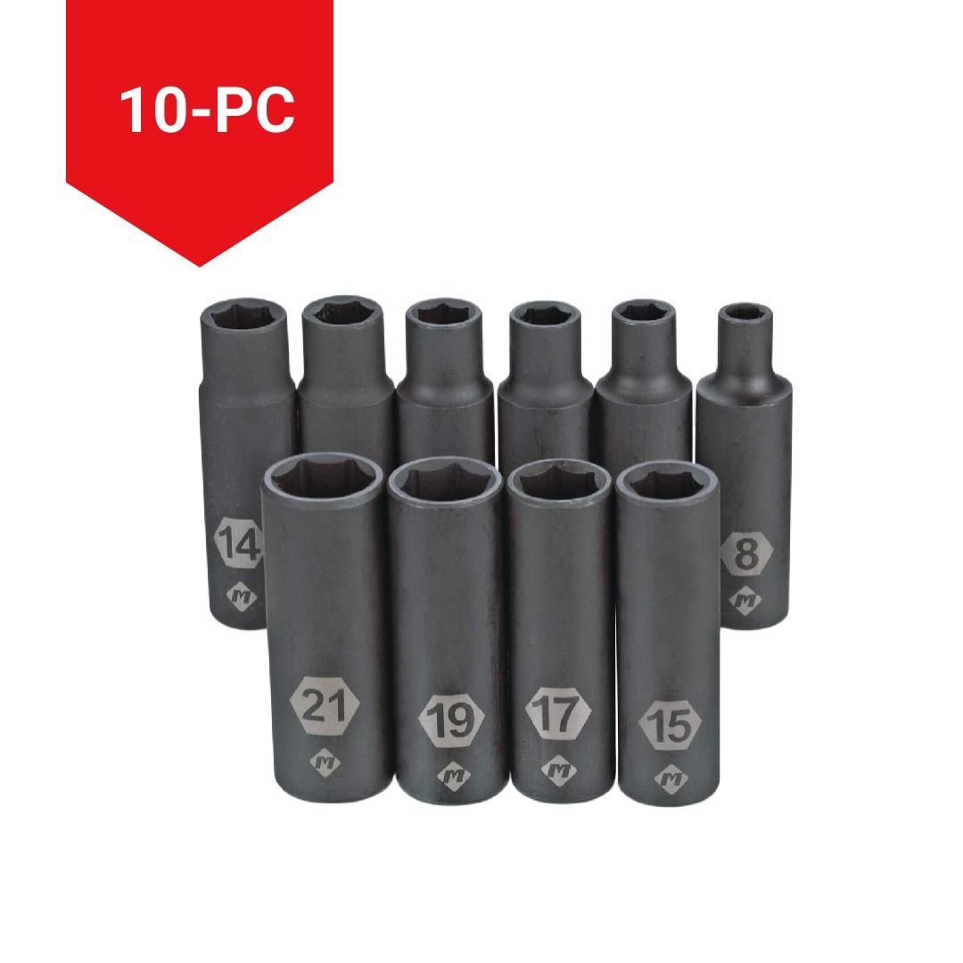MAXIMUM 1/2-in Drive Deep Impact Socket Set, Metric, 10-pc