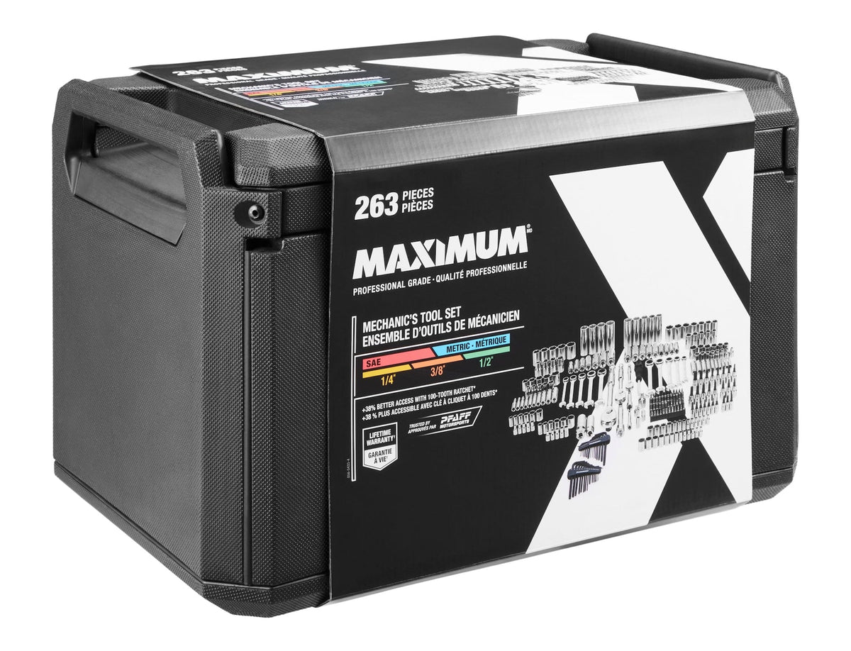 MAXIMUM 263 Piece Socket Set, 3 Drawer Case