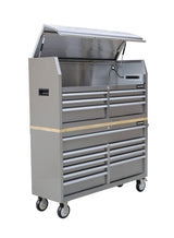 MAXIMUM Butcher Block Top Rolling Tool Storage Cabinet with 10 Drawers, Stainless Steel, 56-in