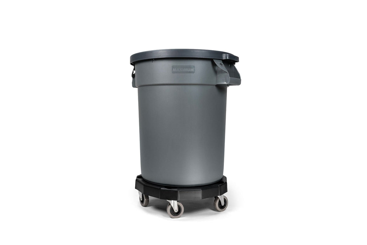 MAXIMUM Universal Commercial Heavy-Duty Resin Garbage Can Dolly, Black