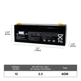 12-Volt 2.3 Ah SLA Battery, F1 Terminal