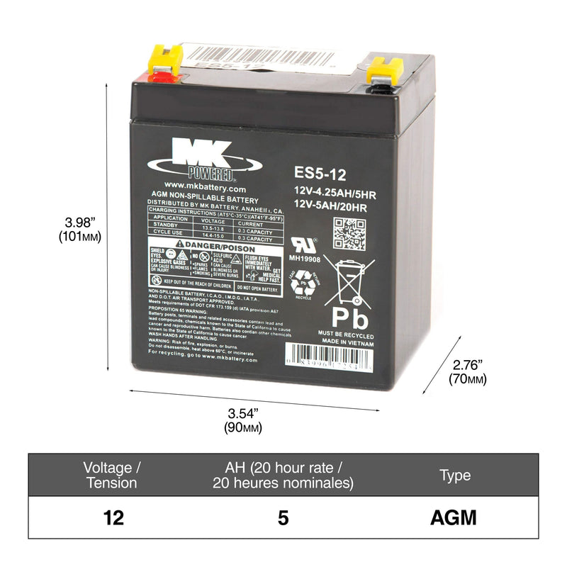 12-Volt 5 Ah SLA Battery, F2 Terminal W5743