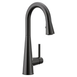 Sleek Single Handle High Arc Pull Down Kitchen Faucet, Matte Black