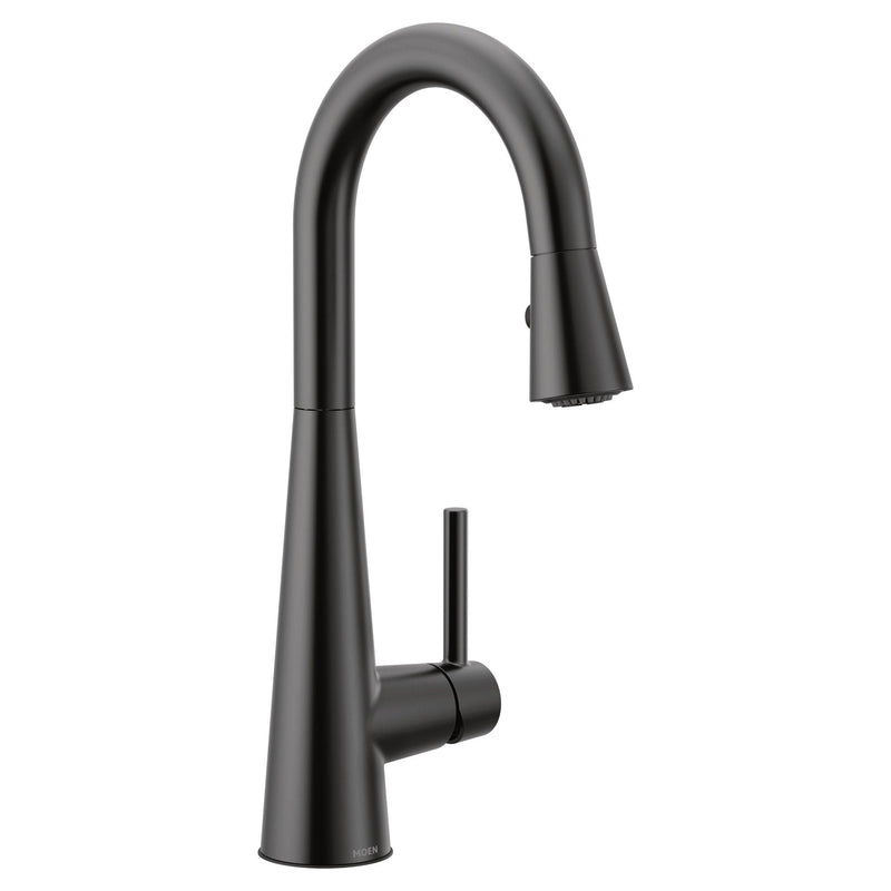 Sleek Single Handle High Arc Pull Down Kitchen Faucet, Matte Black X2779
