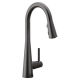 Sleek Single Handle High Arc Pull Down Sprayer Kitchen Faucet with Power Boost, Matte Black