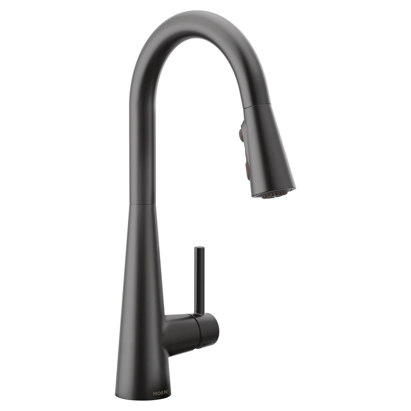 Sleek Single Handle High Arc Pull Down Sprayer Kitchen Faucet with Power Boost, Matte Black J3104