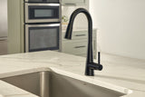 Sleek Single Handle High Arc Pull Down Sprayer Kitchen Faucet with Power Boost, Matte Black