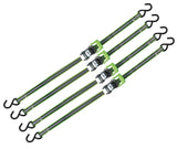 1,500-lb Reflective Ratchet Tie Down Strap, with Padded D-Handle, 1-in x 12-ft, 4-pk, Green
