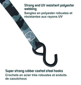 1,500-lb Snow Camo Ratchet Tie Down, 1-in x 10-ft, 2-pk