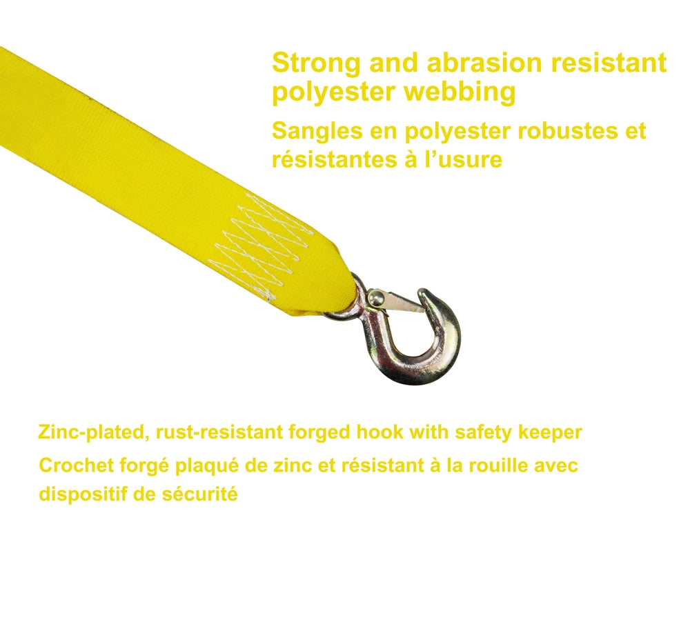 2,000-lb ATV Tow Strap with Hook, 2-in x 20-ft