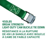 450-lb Light Duty Lashing Straps with Cam Buckle Clasps, Weatherproof, 1-in x 12-ft, 2-pk