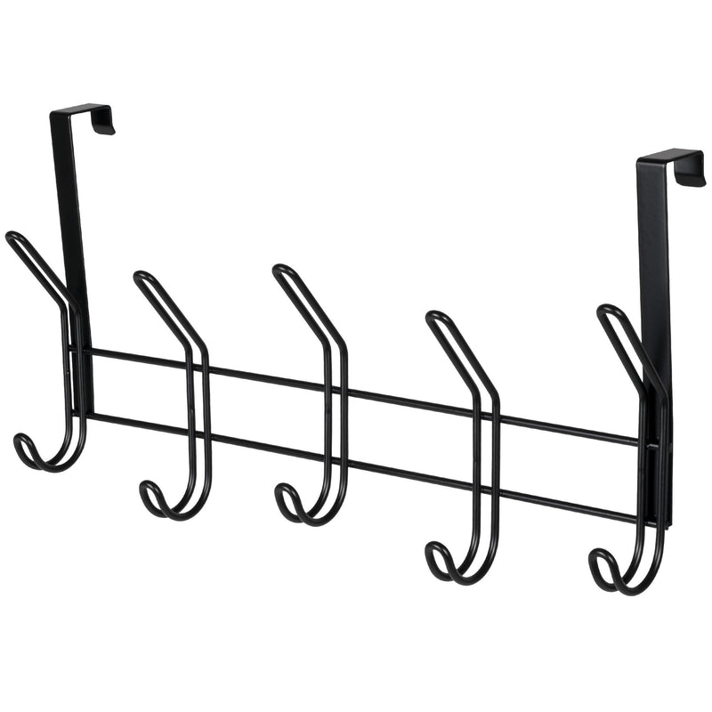19" Over The Door Double Metal 5 Hook, Black E5602