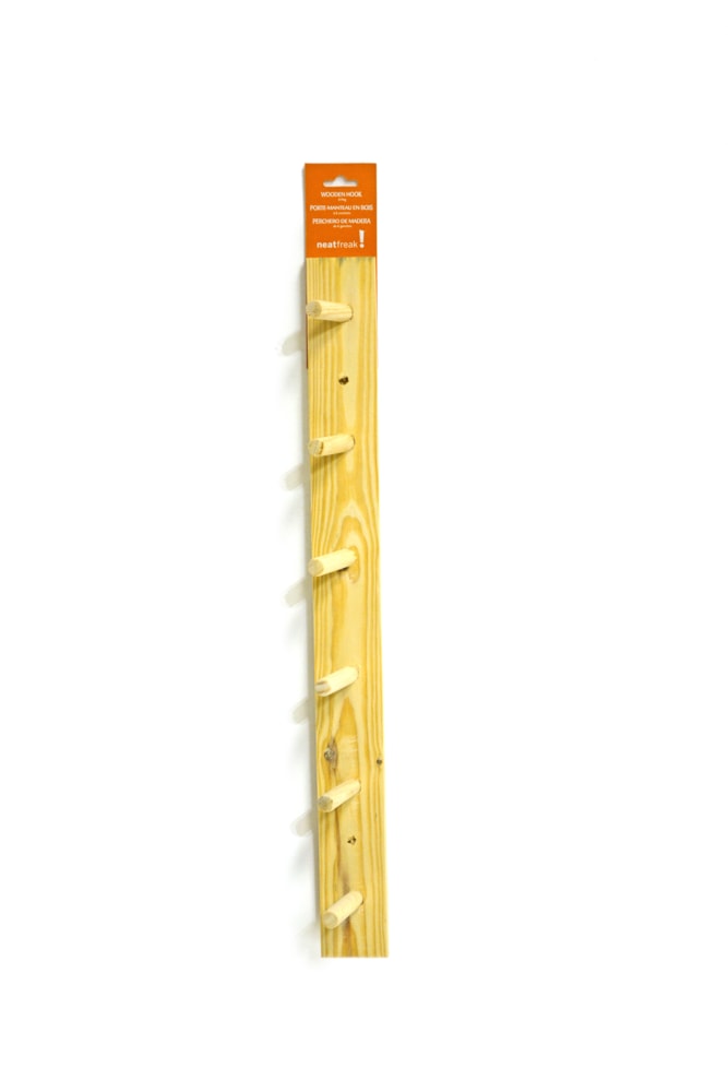 Wooden 6-Peg Hook, Natural, 24-in