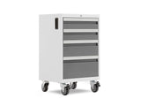 Bold 3.0 Series Lockable 4-Drawer Rolling Tool Cabinet, Fully-Welded, 600-lb Capacity, White/Platinum, 21-in
