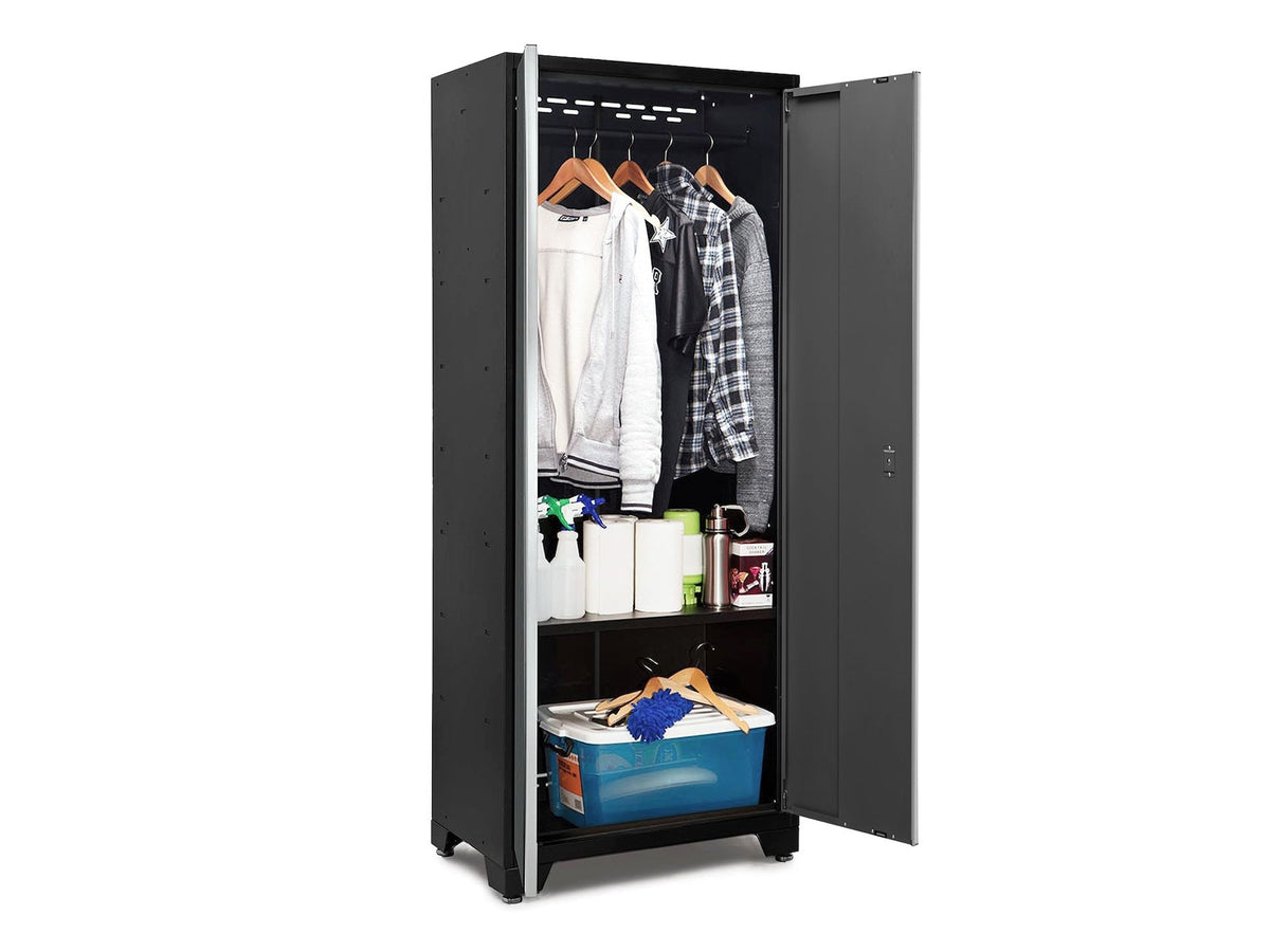 Bold Series 24-Gauge Steel RTA Storage Locker with 3 Shelves, Black/Grey, 30-in