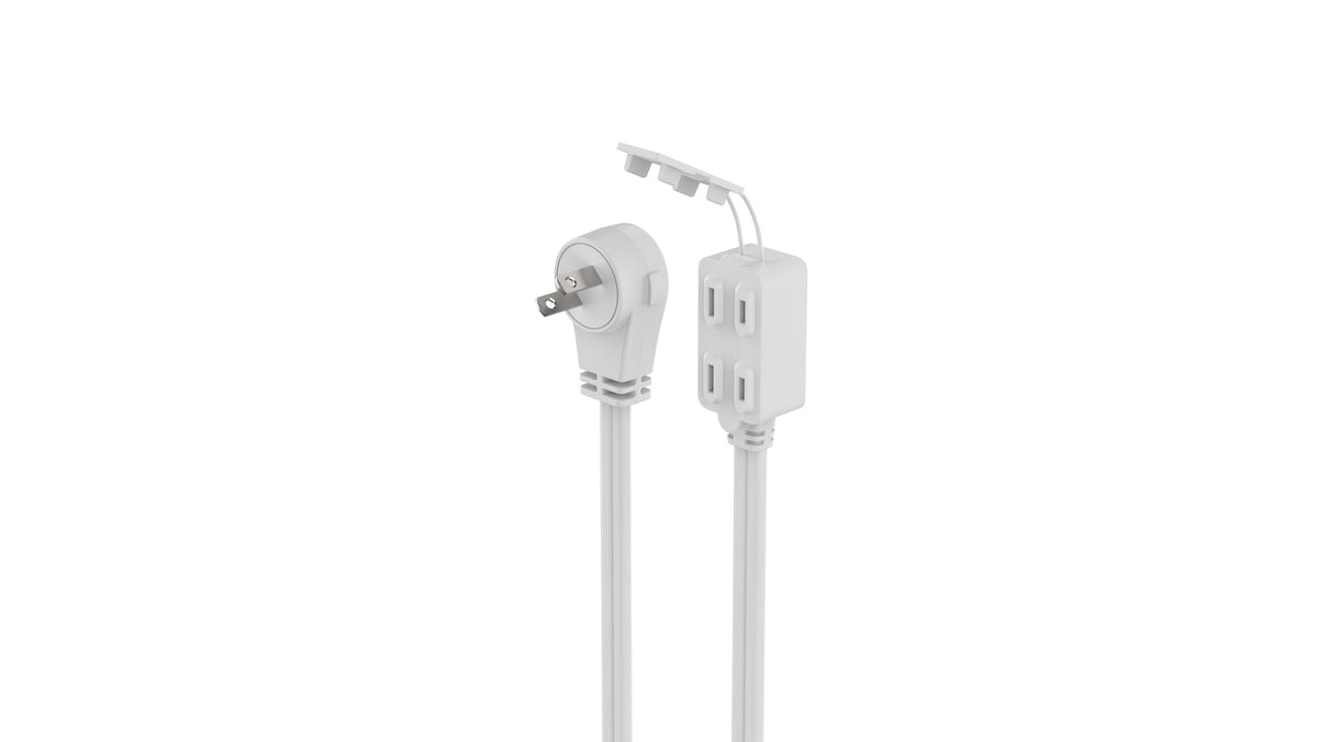 15-ft 16/2 Indoor Extension Cord, 3 Outlets, Flat Plug, White
