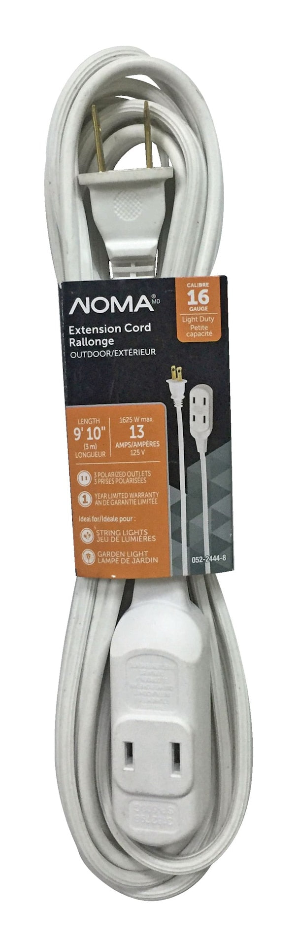 16/2 Outdoor Extension Cord with 3 Outlets, White X1211