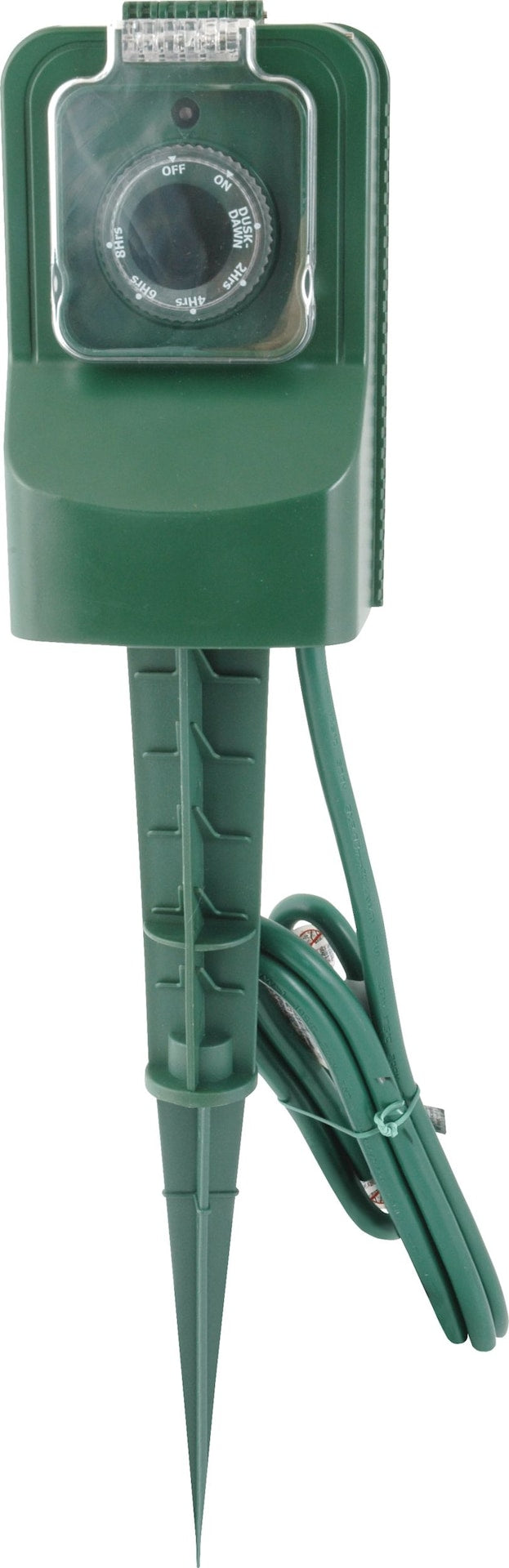 3-Outlet Outdoor Power Stake with 6-ft Cord and Timer, Green