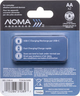 Advanced 2400 mAh USB C-Type Rechargeable Li-Ion Batteries, 2-pk