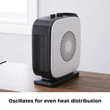Portable Oscillating Portable Ceramic Space Heater withThermostat, 1500W, White