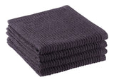 All-Purpose Ribbed Cotton Terry Square Dish Cloths, Black, 4-pk