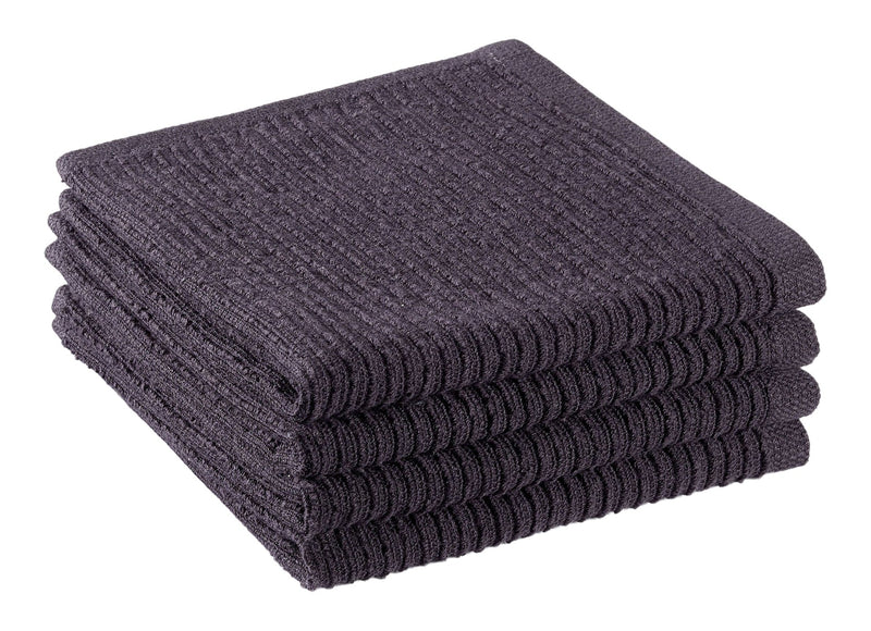 All-Purpose Ribbed Cotton Terry Square Dish Cloths, Black, 4-pk K9317