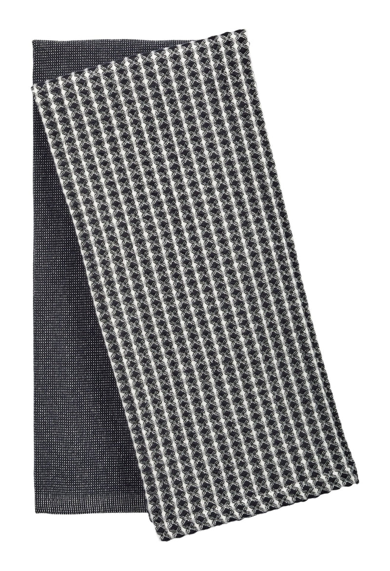 All-Purpose Two-Tone Cotton Kitchen Towels, Black, 2-pk V3450