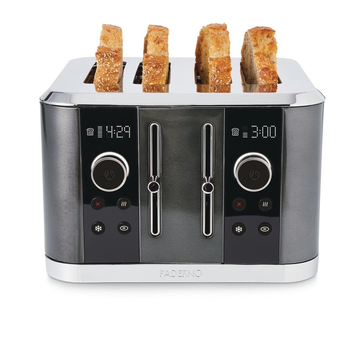 Wide Slots Toaster with 9 Heating Settings, Black, 4-Slices