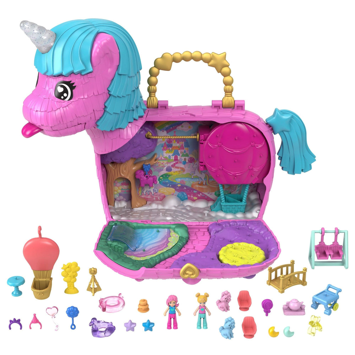 35th Celebration Unicorn Partyland Playset, Includes 2 Micro Dolls, Pets & 25+ Surprise Accessories, Kids Ages 3+