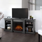 Fresno Media Indoor Electric Fireplace TV Stand, 72-in, 1500W, Black