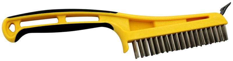 Stainless Steel Wire Bristle Brush with Metal Scraper, Removes Paint/Dirt/Rust G1407